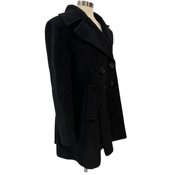 BCBGeneration Classic Black Wool Blend Winter Pea Coat SZ LARGE - Picture 3 of 14